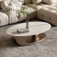Table Basse Ovale en Marbre de Luxe pour Salon