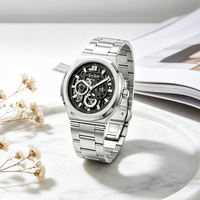 Montre automatique mécanique de style professionnel, étanche, avec cadran confortable, bracelet en cuir, aiguilles lumineuses, pour les trajets quotidiens, montre décontractée