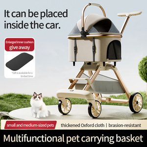 Oem ODM Xe đẩy thú cưng cho mèo và chó-Có thể gập lại bốn bánh xe hợp kim nhôm với giỏ có thể tháo rời - Product Image 5