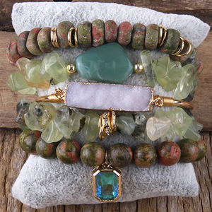 Phụ Nữ Của Thời Trang Bohemia Mô Hình Hình Học Vòng Đeo Tay <span class=keywords><strong>Bangle</strong></span> <span class=keywords><strong>Set</strong></span> 5PC Đá Tự Nhiên Quyến Rũ Ngăn Xếp Đính Cườm Đồ Trang Sức Quà Tặng - Product Image 2