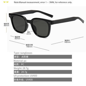 Gafas de Sol Gm Unisex con Marco Negro de PC, Protección UV400, Estilo con Remaches, para Conducir y Uso en la Calle - Product Image 2