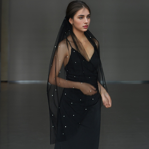 Voile de fête YouLaPan M127, longueur courte jusqu'aux doigts, strass de haute qualité, look élégant <span class=keywords><strong>avec</strong></span> peigne à <span class=keywords><strong>cheveux</strong></span> en métal pour mariées et femmes - Product Image 4