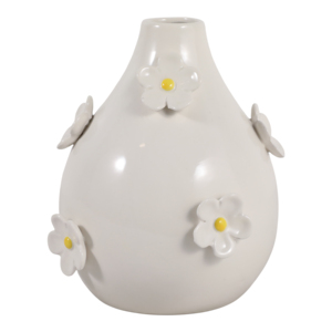 Vaso in Ceramica a Goccia con Dettagli Floreali in Rilievo per Soggiorno, Vaso Decorativo Boho per Fiori, Esposizione Domestica - Product Image 4
