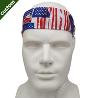 Bandeaux personnalisés imprimés, élégants, absorbants la transpiration, longs, motif drapeau américain, promotionnels, pour le travail, en spandex, fins, anti-transpiration