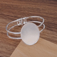 30*40mm Cabochons Ovales Blanc Base de Pierre Résultats Argent Plaqué Plateau Lunette Réglage Manchette Bracelet DIY Bijoux Accessoires