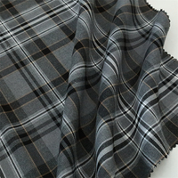 Tartan écossais Plaid en noir gris 69% Polyester 29% Viscose 2% Spandex filé teint tissu à carreaux pour vêtement