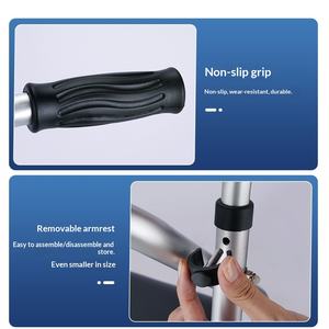 Déambulateur pliable multifonctionnel en aluminium renforcé à deux roues avec siège réglable pour le soutien à la marche des personnes âgées - Product Image 5