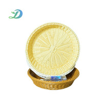 Plateau rond en plastique multicolores fait main et durable, panier de service pour fruits et pain pour restaurant et buffet