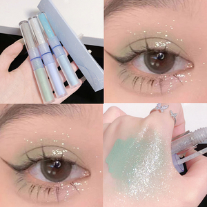<span class=keywords><strong>Fard</strong></span> <span class=keywords><strong>à</strong></span> paupières liquide mat <span class=keywords><strong>à</strong></span> paillettes, double extrémité, personnalisé, bleu vert métallique, effet caméléon, imperméable, pigment humide - Product Image 2