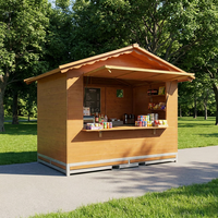 Kiosque en bois à montage rapide, stand de vente au détail, kiosque de billetterie avec fenêtre de service rabattable pour Noël