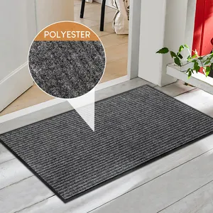 Dust-resistant And Dirt-absorbent Black And Gray Stylish Minimalist Design Entry Door Mat