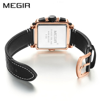 Montre pour homme MEGIR 2061 créative 2022, montre chronographe de luxe à quartz, montre-bracelet en cuir pour homme, montre de sport