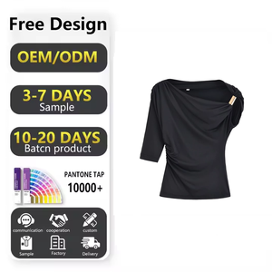 Chemise à manches courtes décontractée de couleur unie à design <span class=keywords><strong>asymétrique</strong></span> pour femmes - Product Image 1