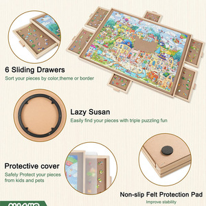 Planche de <span class=keywords><strong>table</strong></span> de <span class=keywords><strong>puzzle</strong></span> en bois à six tiroirs jouet de tri de <span class=keywords><strong>puzzle</strong></span> <span class=keywords><strong>pour</strong></span> enfants adultes conception de <span class=keywords><strong>table</strong></span> rotative Style de dessin animé Source d'usine directe - Product Image 3