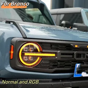 Mrd Plug-And-Play Wit Gele Led Koplamp Voor 2021-2023 Ford Bronco Drl Bronco Koplamp Us Versie Rijlichten
