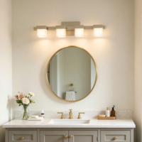 Lámpara de Pared LED de Lujo Moderna con Diseño Lineal, 4 Luces, Pantalla Cuadrada, Níquel Hierro, 3000K Luz Diurna, para Baño Interior