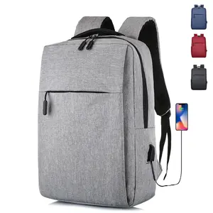Tas punggung Laptop nilon cerdas uniseks, tas sekolah ransel Laptop nilon Cerdas Anti Maling dengan Usb Logo kustom warna hitam untuk pria dan wanita