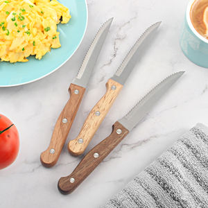 Juego de cuchillos baratos para carne al por mayor, juego de cubiertos de acero inoxidable, cuchillo con mango de madera, juego de vajilla - Product Image 2