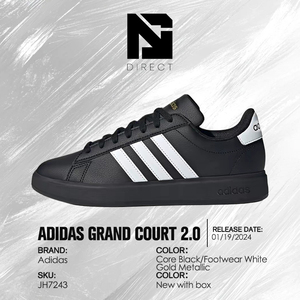 <span class=keywords><strong>Adidas</strong></span> Wmns Grand <span class=keywords><strong>Court</strong></span> <span class=keywords><strong>2.0</strong></span> 'สีดำสีขาว' รองเท้าสีขาวทองเมทัลลิกแบบผูกเชือกรองเท้าผ้าใบทรงกลมรองเท้าสเก็ตบอร์ด - Product Image 6