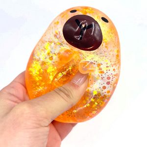 High Quality TPR Maltose Capybara Glitter Aurora <b>Squishy</b> Slow Rebound Promotional Gift Decompression Toys for Kids and Adults - Product Image 3