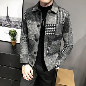 Giacca da <span class=keywords><strong>Uomo</strong></span> Casual con Bavero <span class=keywords><strong>Senza</strong></span> <span class=keywords><strong>Cappuccio</strong></span> Nuova Moda Autunno Inverno 2023 / Cappotto da <span class=keywords><strong>Uomo</strong></span> Slim in Lana a Quadri - Product Image 4