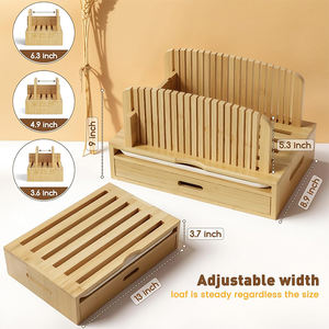 Venta al por mayor de productos de cocina en oferta: Cortador de mantequilla con bandeja recogedora de migas, rebanador de pan de bambú para pan casero - Product Image 2