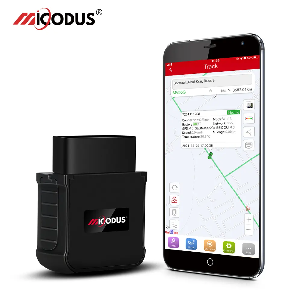 OBD 4G GPS 트래커 Ca 미니 OBD 로케이터 MiCODUS MV55G 수명 무료 앱 추적 시스템 3G 4G OBD GPS 알람