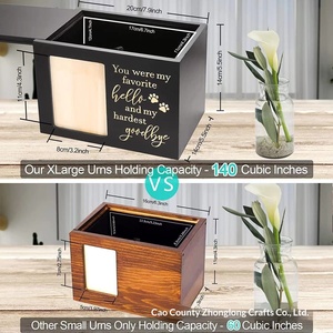 El Yapımı Modern Çevre Dostu Ahşap Evcil Hayvan Anıt Urn'ı Köpekler İçin Cenaze Kremasyon Hatıra Kutusu Fotoğraf Çerçeveli Külleri Saklama Kutusu - Product Image 4
