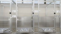 Cage pour chien moderne en acier inoxydable avec plateau en plastique, cage pour animaux de compagnie de luxe écologique pour une utilisation en intérieur et en extérieur