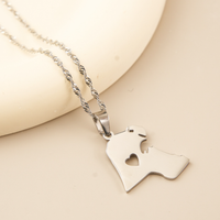Pendentif drapeau national du Koweït en acier inoxydable couleur acier, collier mode avec contour de la carte du pays, cadeau souvenir