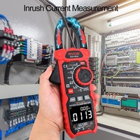 GVDA Meteran Jepit AC DC Digital, 6000 Hitungan Digital True RMS Inrush Tester Arus VFD Multimeter dengan Pengukuran Jarak Manual Otomatis