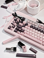 Clavier mécanique élégant pour femme, 141 touches, PBT personnalisé, gris français, rose cerise, avec un design mignon
