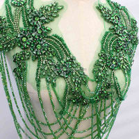 Applique en strass en verre 3D bleu or, strass en vrac écologiques, perles de cristal, frange, patch pour robe de bal pour femme