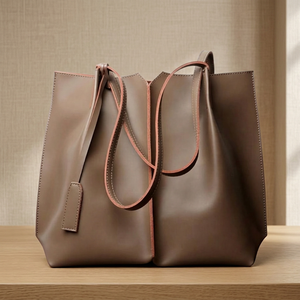 Sac à main élégant en cuir véritable BS International avec fermeture éclair, imperméable, léger, durable et grande capacité - Product Image 1