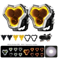Projecteur LED combiné Spot Combo Beam avec DRL blanc et ambre, 14 modes, pour 4x4 tout-terrain, éclairage de montant A et de charnière de capot pour camions, UTV, ATV