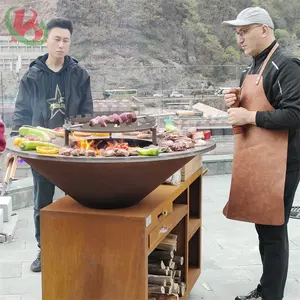 Corten-parrilla de acero para barbacoa, brasero para mesa al aire libre, fogón, camping, barbacoa, PIT