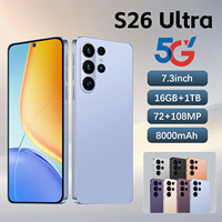 Smartphone S26 Ultra 5G Android 15 Layar LCD 7,3 Inci 120Hz 16GB 1TB Kamera 108MP Baterai 8000mAh