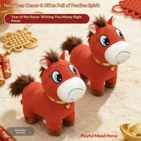 Jouet en peluche cheval pleurant de dessin animé créatif, en coton PP doux, mascotte du zodiaque de l'année du cheval, poupée en peluche, cadeaux d'anniversaire