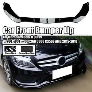 3 pièces pour Mercedes Benz Classe C W205 C300 C160 C200 C350e C260 AMG 2015-2018, spoiler de pare-chocs avant, style carbone - Product Image 1