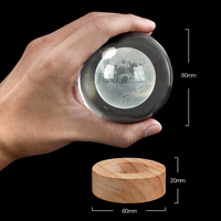 Produits d'éclairage personnalisés, système solaire 3D, boule de cristal, lampe de nuit LED, décoration de la lune pour la maison, mini cadeau d'anniversaire