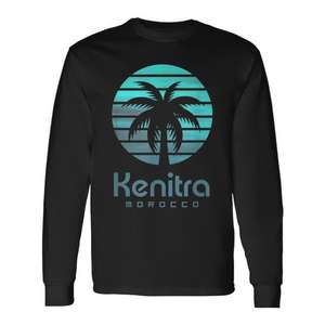 Camiseta de manga larga Kenitra Marruecos con diseño de palmeras tropicales, talla unisex para adultos - Product Image 1