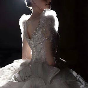 Pour Jancember LSHT038 superbe robe de bal robe de mariée avec jupe longue et embellissements fleurs dentelle et cristal pour la mariée - Product Image 4