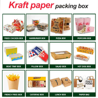 Boîtes d'emballage en papier kraft de qualité alimentaire personnalisées en gros pour sandwichs et frites avec logo personnalisé imprimé