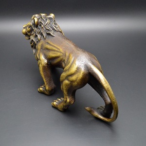Figura de león de bronce para decoración del hogar, oficina, entrada de la sala de estar, pieza de arte de cobre, exhibición creativa, regalo para amigos - Product Image 4