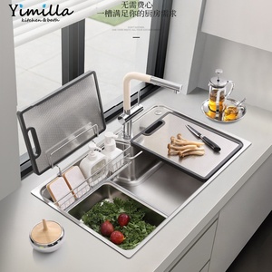 Fregadero de Cocina Estilo Japonés <span class=keywords><strong>con</strong></span> Estante de Almacenamiento, Nuevo Modelo 2026, Fregaderos Individuales de Acero Inoxidable 304 a Precio Económico - Product Image 1