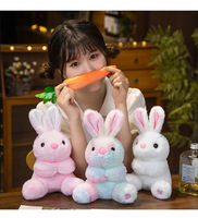 Jouets en peluche lapin assis lumineux de dessin animé avec lampe, lapin mignon brillant, poupées en peluche douces, cadeau de Pâques pour garçon et fille, décoration de voiture et de maison, coussin