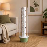 Kit de culture verticale hydroponique Tru-Spring à 9 étages en plastique, pour jardin intérieur, avec éclairage LED, pompe et irrigation anti-UV.