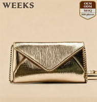 ZP5994 Sac à main pour femme, sac de soirée noir luxueux et pochette tendance avec chaîne métallique, portefeuille féminin orné