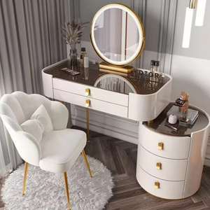 Gorgeous <strong>Dressing</strong> <strong>Table</strong> Hot Sale Makeup Dresser <strong>Table</strong> With Led Lights and Large Capacity <strong>Storage</strong> Beside Cabinet With Chair China - Product Image 5