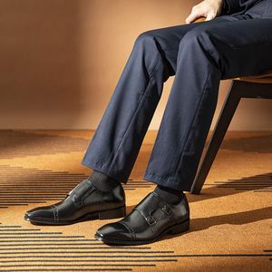 High Quality Luxury Men's <b>Pointed</b> Toe Lace-Up Formal Shoes Genuine Leather Anti-Slip Breathable Lightweight A.N.M.bullock - Product Image 4